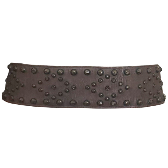 RALPH LAUREN vtg studded wide brown western boho leather statement belt Size M - Picture 2 of 10